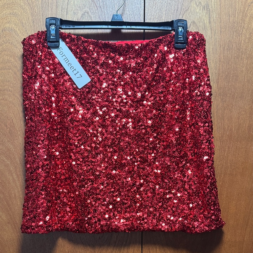NWT Red Sequin Skirt